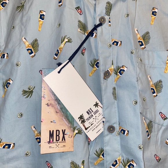 MBX beer and palm leave short sleeve button down - Picture 2 of 4